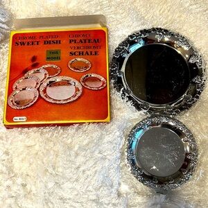 Chrome plated sweet dish with smaller ones included vintage